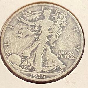 Vintage 1935 S Walking Liberty Half Dollar 90% Silver Coin